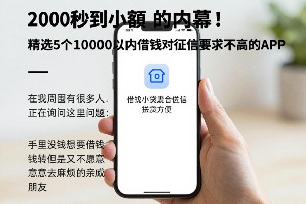 2000秒到小额！2026年必看内幕：精选5个10000以内借钱对征信要求不高的APP