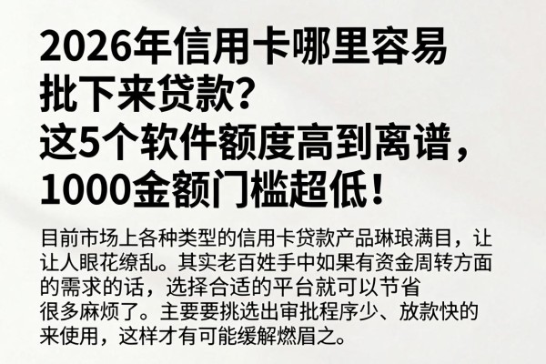 2026年信用卡哪里容易批下来贷款?这5个软件额度高到离谱,1000金额门槛超低!