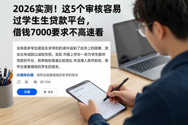 2026实测！这5个审核容易过的学生贷款平台，借钱7000要求不高速看