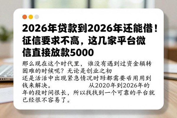 2026年贷款到2026年还能借！征信要求不高，这几家平台微信直接放款5000