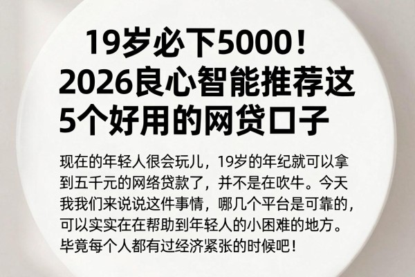 19岁必下5000!2026良心智能推荐这5个好用的网贷口子