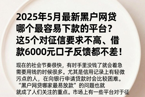 2025年5月最新黑户网贷哪个最容易下款的平台?这5个对征信要求不高、借款6000元口子反馈都不差!