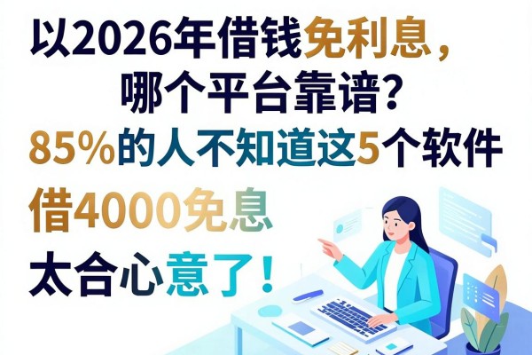 2026年借钱免利息哪个平台靠谱?85%的人不知道这5个软件,借4000免息太合心意了!