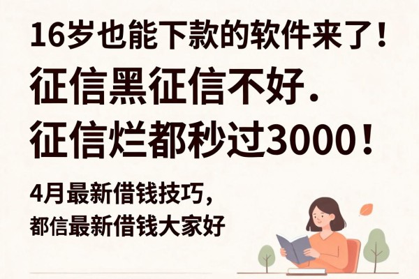 16岁也能下款的软件来了！征信黑、征信不好、征信烂都秒过3000，4月最新借钱技巧