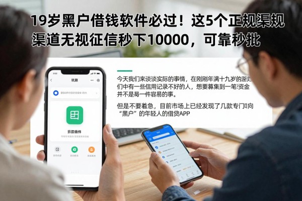 19岁黑户借钱软件必过!这5个正规渠道无视征信秒下10000,可靠秒批