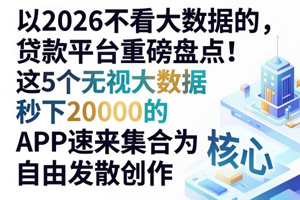 2026不看大数据的贷款平台重磅盘点！这5个无视大数据秒下20000的APP速来集合