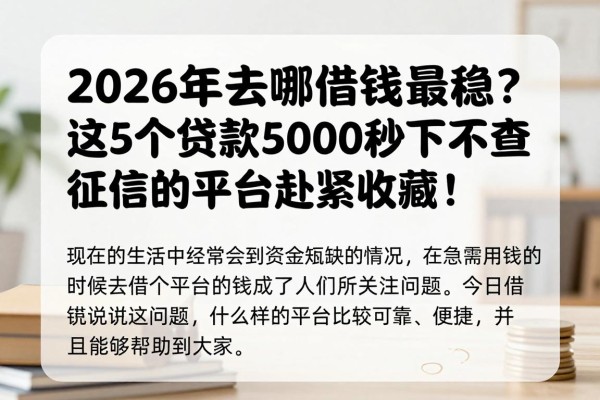2026年去哪借钱最稳？这5个贷款5000秒下不查征信的平台赶紧收藏！