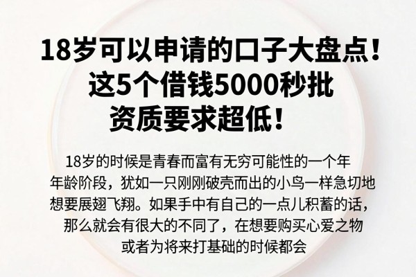 18岁可以申请的口子大盘点!这5个借钱5000秒批、资质要求超低