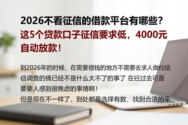 2026不看征信的借款平台有哪些？这5个贷款口子征信要求低，4000元自动放款！