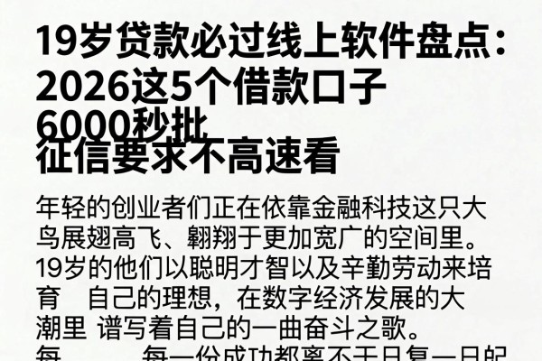 19岁贷款必过线上软件盘点:2026这5个借款口子6000秒批,征信要求不高速看
