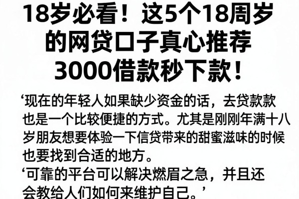 18岁必看!这5个18周岁的网贷口子真心推荐,3000借款秒下款