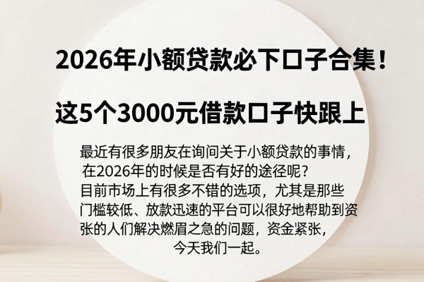 2026年小额贷款必下口子合集！这5个3000元借款口子快跟上