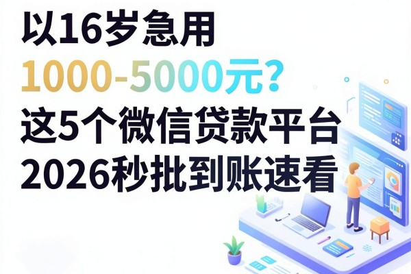 16岁急用1000-5000元？这5个微信贷款平台2026秒批到账速看