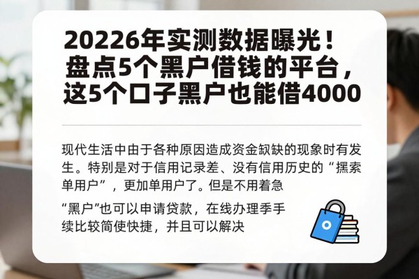 2026年实测数据曝光!盘点5个黑户借钱的平台,这5个口子黑户也能借4000
