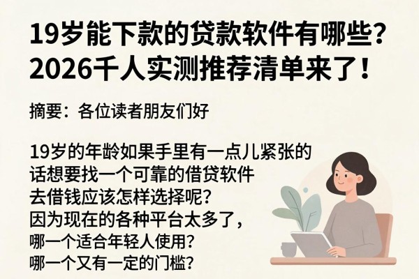 19岁能下款的贷款软件有哪些？2026千人实测推荐清单来了！