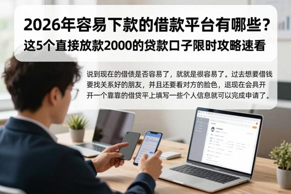 2026年容易下款的借款平台有哪些？这5个直接放款2000的贷款口子限时攻略速看！