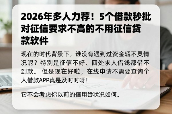 2026年多人力荐！5个借款秒批、对征信要求不高的不用征信贷款软件