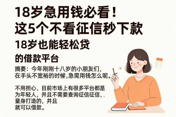 18岁急用钱必看！这5个不看征信秒下款的借款平台，18岁也能轻松贷