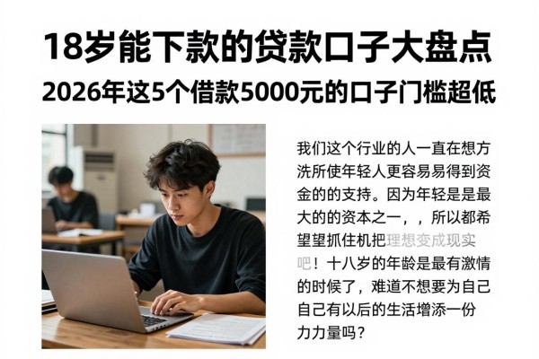 18岁能下款的贷款口子大盘点！2026年这5个借款5000元的口子门槛超低