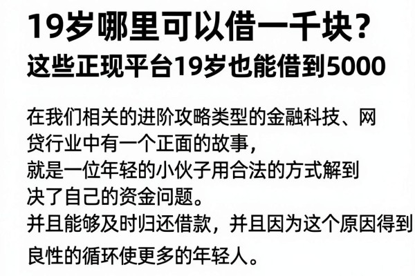 19岁哪里可以借一千块？这些正规平台19岁也能借到5000