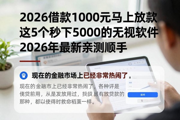 2026借款1000元马上放款！这5个秒下5000的无视软件，2026年最新亲测顺手