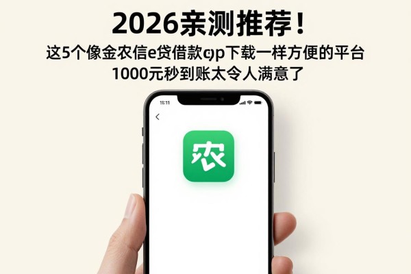 2026亲测推荐!这5个像金农信e贷借款app下载一样方便的平台,1000元秒到账太令人满意了