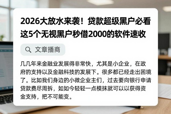 2026大放水来袭！贷款超级黑户必看，这5个无视黑户秒借2000的软件速收