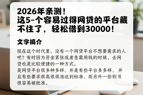 2026年亲测！这5个容易过得网贷的平台藏不住了，轻松借到30000！