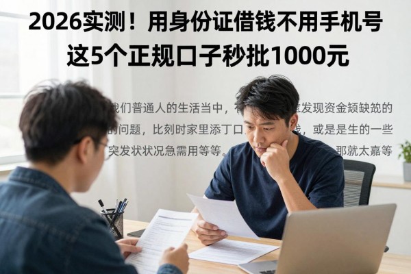 2026实测!用身份证借钱不用手机号,这5个正规口子秒批1000元