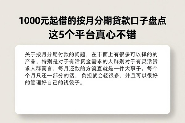 1000元起借的按月分期贷款口子盘点，这5个平台真心不错