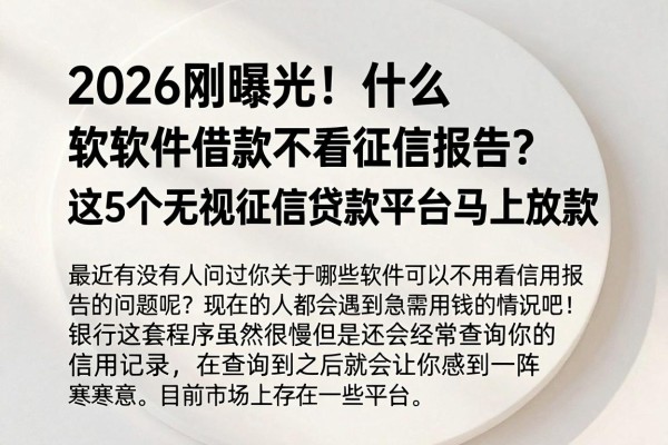 2026刚曝光！什么软件借款不看征信报告？这5个无视征信贷款平台马上放款