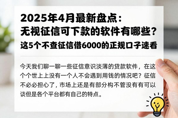 2025年4月最新盘点：无视征信可下款的软件有哪些？这5个不查征信借6000的正规口子速看