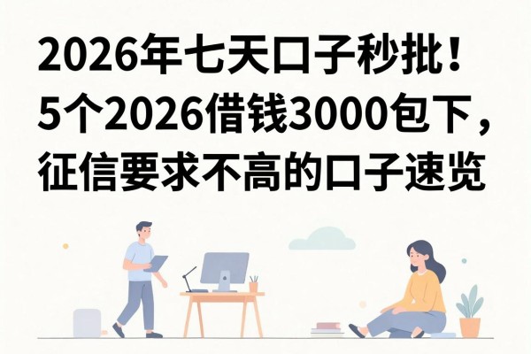 2026年七天口子秒批!5个2026借钱3000包下、征信要求不高的口子速览