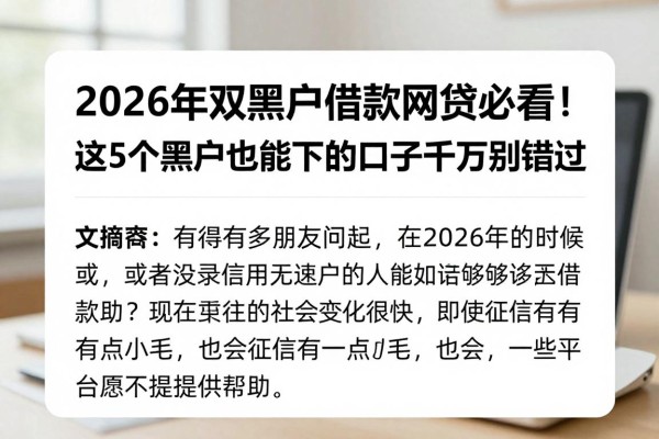 2026年双黑户借款网贷必看!这5个黑户也能下的口子千万别错过