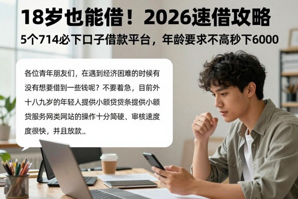 18岁也能借！2026速借攻略：5个714必下口子借款平台，年龄要求不高秒下6000