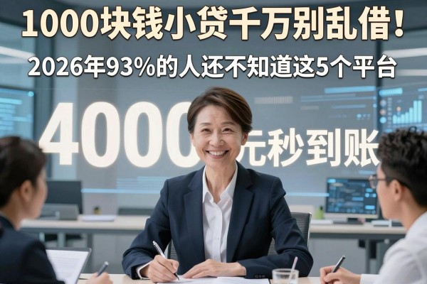 1000块钱小贷千万别乱借!2026年93%的人还不知道这5个平台,4000元秒到账