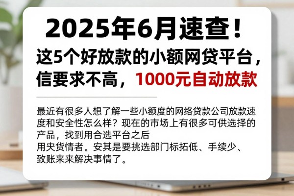 2025年6月速查！这5个好放款的小额网贷平台，征信要求不高，1000元自动放款