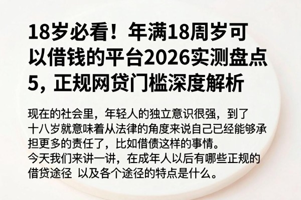 18岁必看!年满18周岁可以借钱的平台2026实测盘点,5大正规网贷门槛深度解析