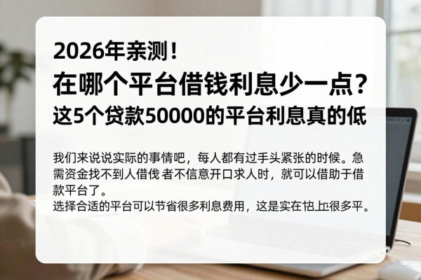 2026年亲测！在哪个平台借钱利息少一点？这5个贷款50000的平台利息真的低