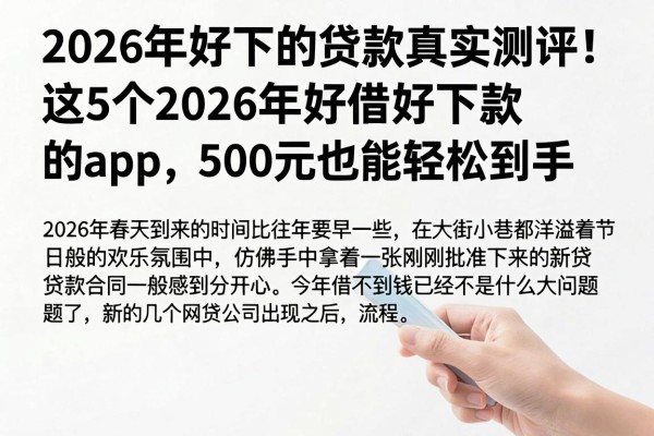 2026年好下的贷款真实测评!这5个2026年好借好下款的App,500元也能轻松到手