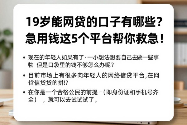 19岁能网贷的口子有哪些?急用钱这5个平台帮你救急!