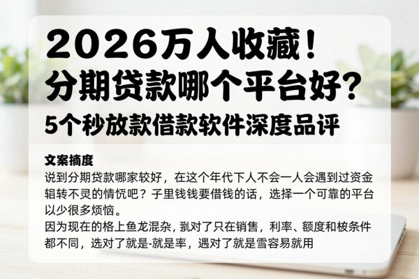2026万人收藏!分期贷款哪个平台好?5个秒放款借款软件深度品评