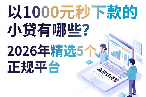 1000元秒下款的小贷有哪些？2026年精选5个正规平台，急用钱速看