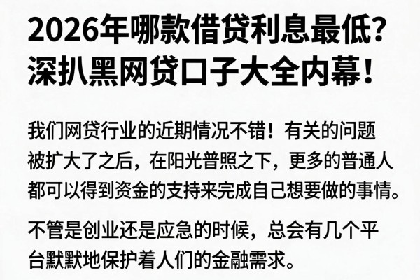 2026年哪款借贷利息最低?深扒黑网贷口子大全内幕!