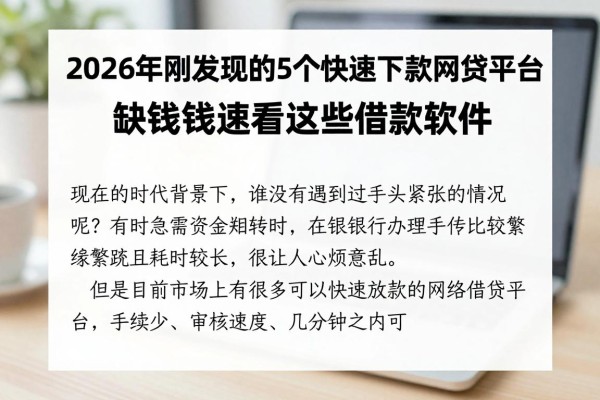 2026年刚发现的5个快速下款网贷平台,缺钱速看这些借款软件