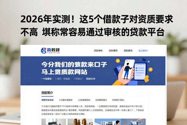 2026年实测!这5个借款口子对资质要求不高,堪称非常容易通过审核的贷款平台