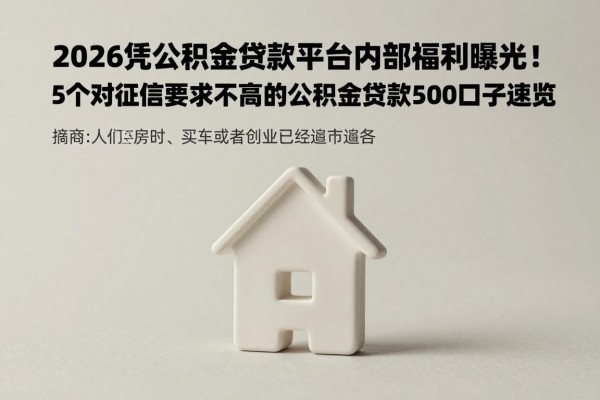 2026凭公积金贷款平台内部福利曝光!5个对征信要求不高的公积金贷款500口子速览