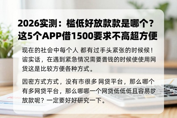 2026实测:门槛低好放款的网贷是哪个?这5个APP借1500要求不高超方便