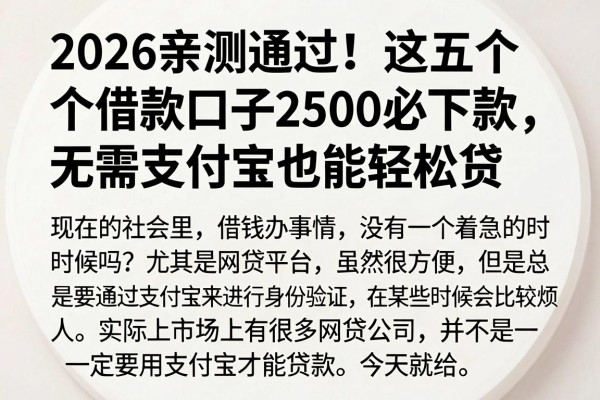 2026亲测通过!这五个借款口子2500必下款,无需支付宝也能轻松贷