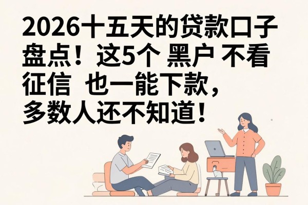 2026十五天的贷款口子盘点！这5个黑户不看征信也能下款，多数人还不知道！